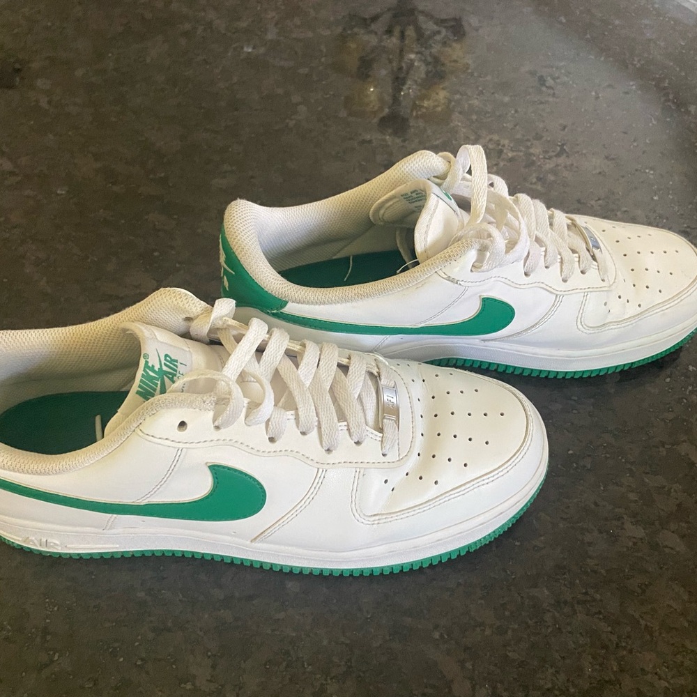 Nike White and Green Air Force Ones